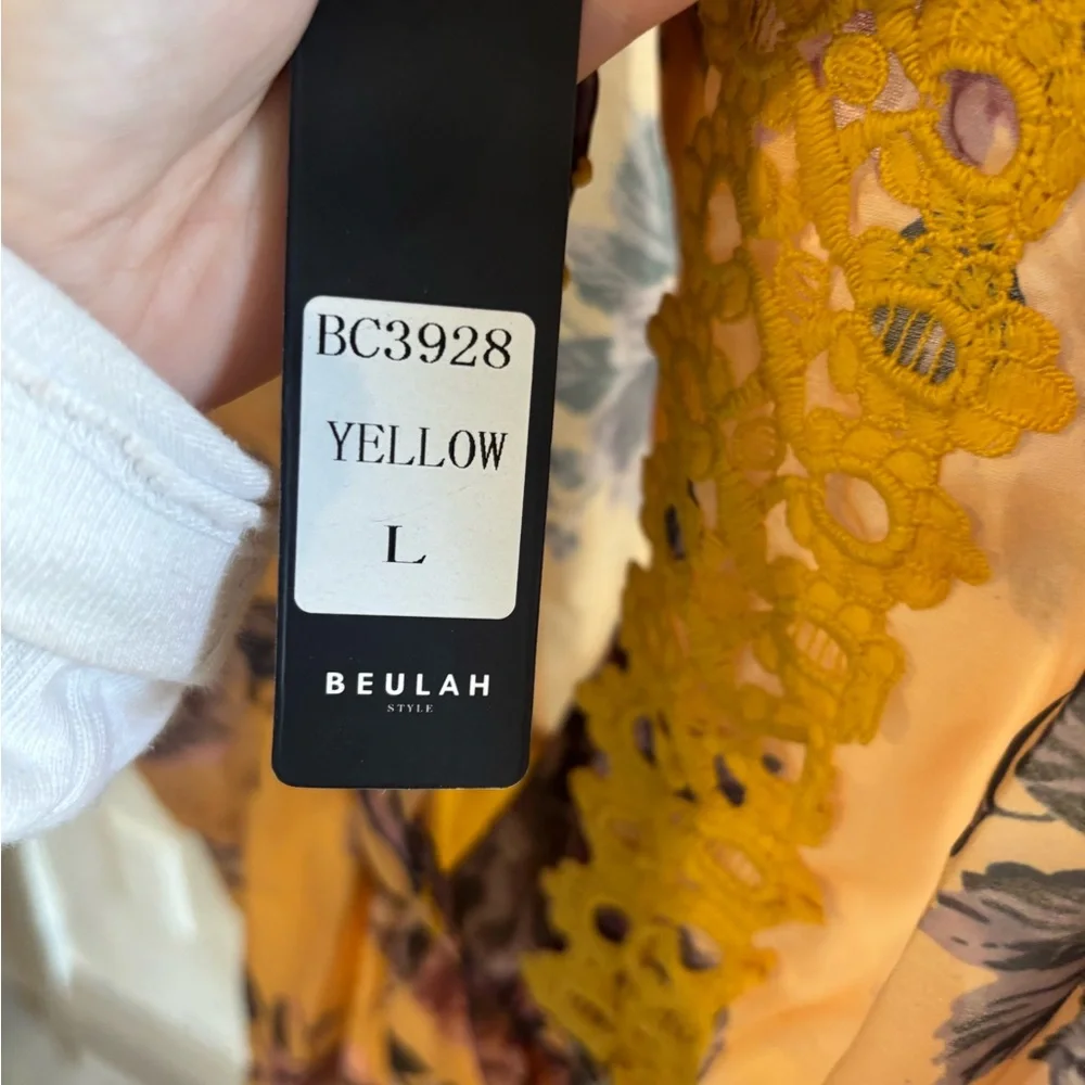 Beulah Yellow Floral Long Sleeve Dress‎